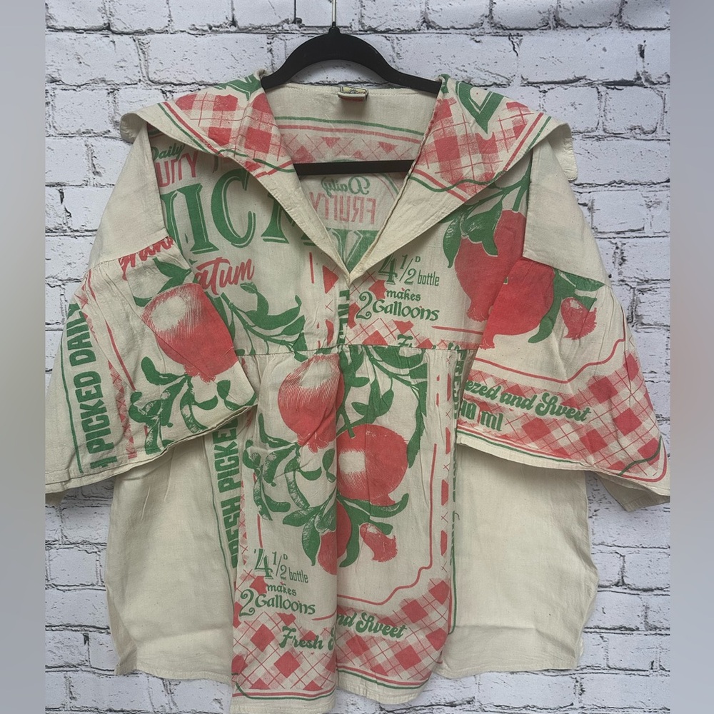 Vintage style feed flour sack top